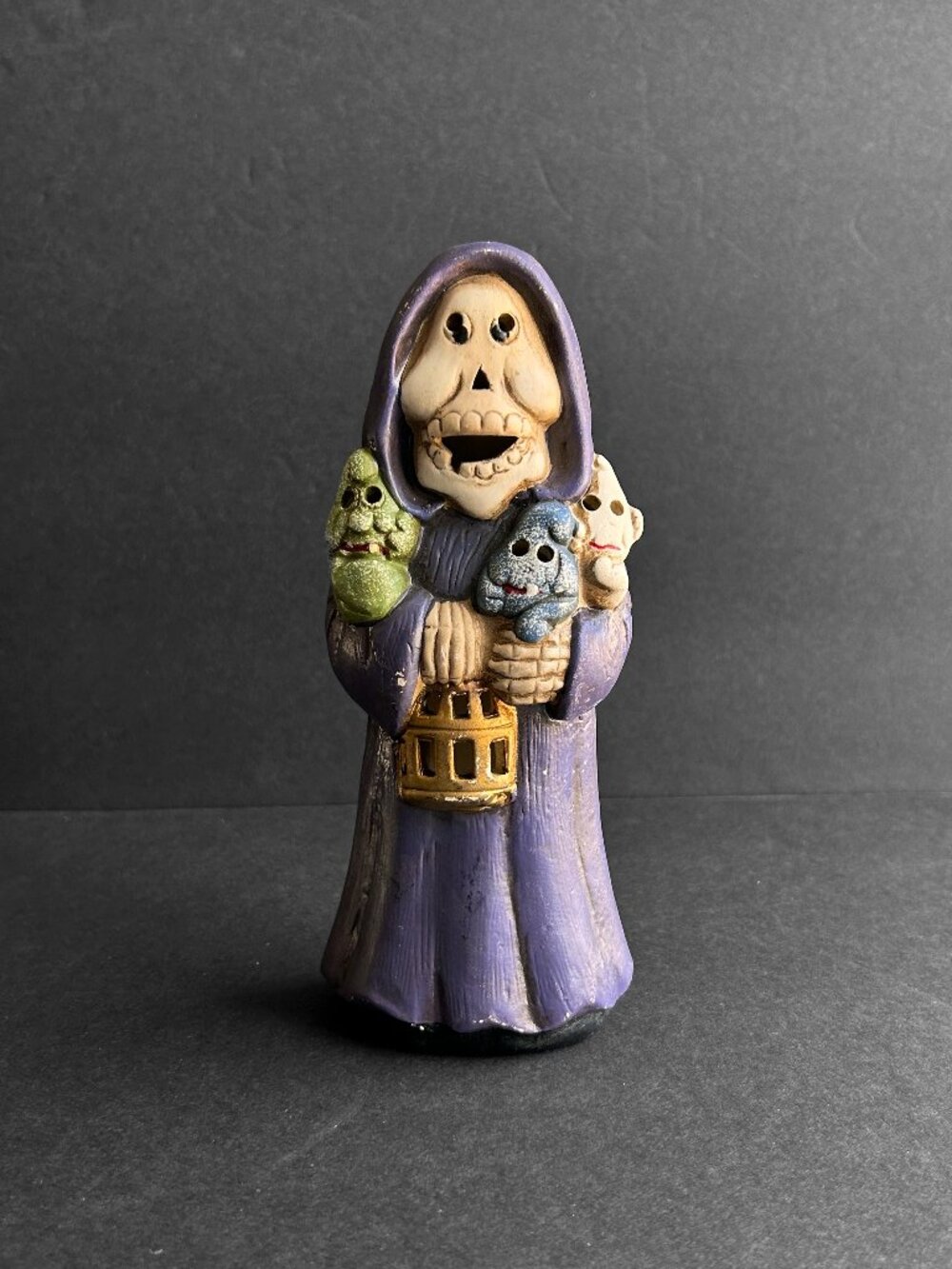 Vintage 90s Tea Light Holders, Grim Reaper and Jack-O-Lantern